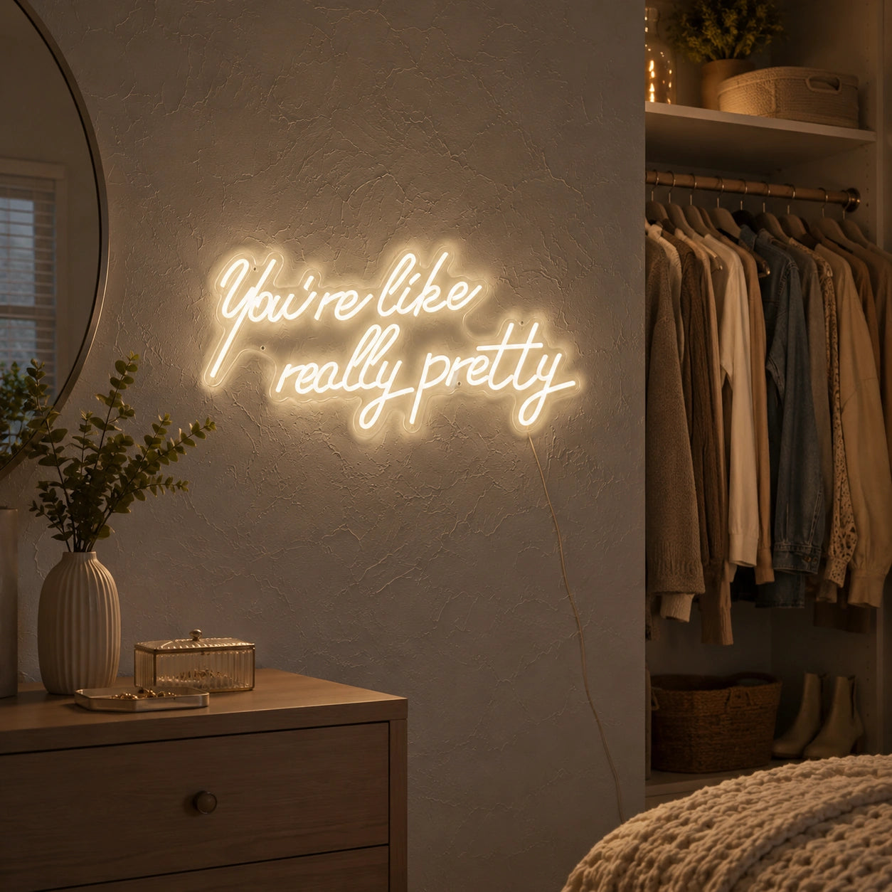 Youre Like Really Pretty LED Neon Sign Wall Decor - 03 Real Lifestyle Scene