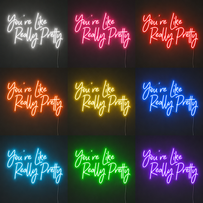 Youre Like Really Pretty Wall Decor LED Neon Sign color grid