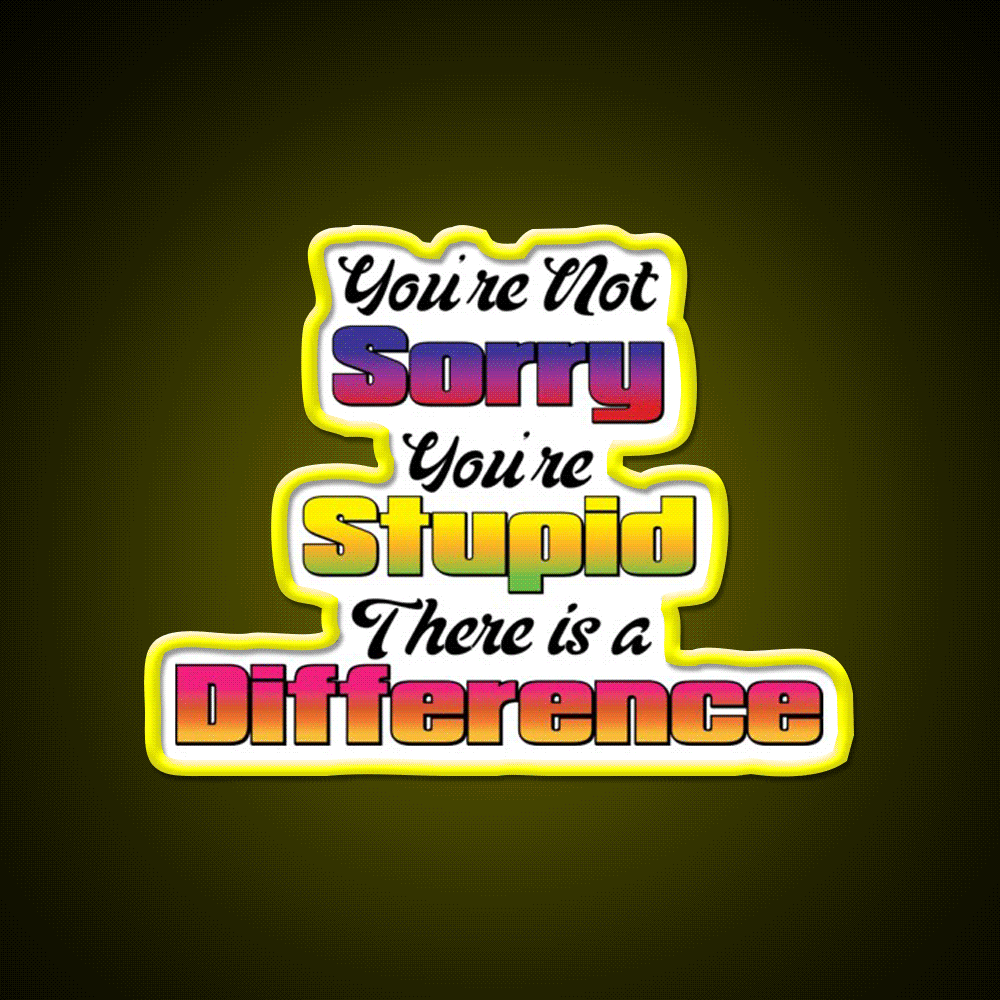 Youre Not Sorry Youre Stupid There Is A Difference Bar Led Neon Sign Rgb Color
