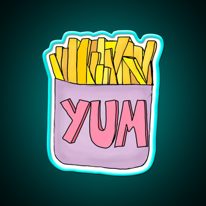 Yum Order Of Fries Fast Food Led Neon Sign For Burger Place Rgb Color