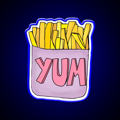 Yum Order Of Fries Fast Food Led Neon Sign For Burger Place Rgb Color
