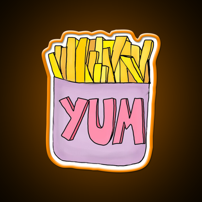Yum Order Of Fries Fast Food Led Neon Sign For Burger Place Rgb Color