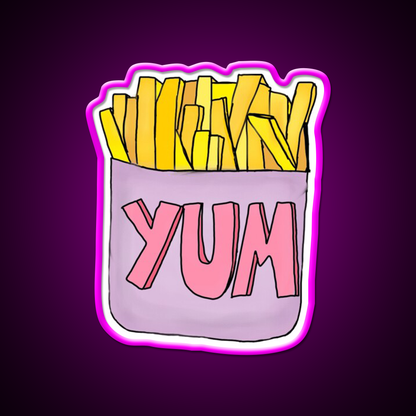 Yum Order Of Fries Fast Food Led Neon Sign For Burger Place Rgb Color