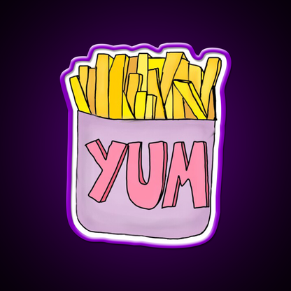 Yum Order Of Fries Fast Food Led Neon Sign For Burger Place Rgb Color