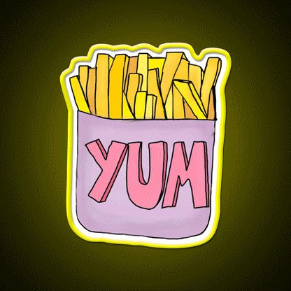 Yum Order Of Fries Fast Food Led Neon Sign For Burger Place Rgb Color