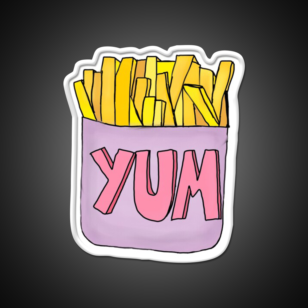 Yum Order Of Fries Fast Food Led Neon Sign For Burger Place Rgb Color