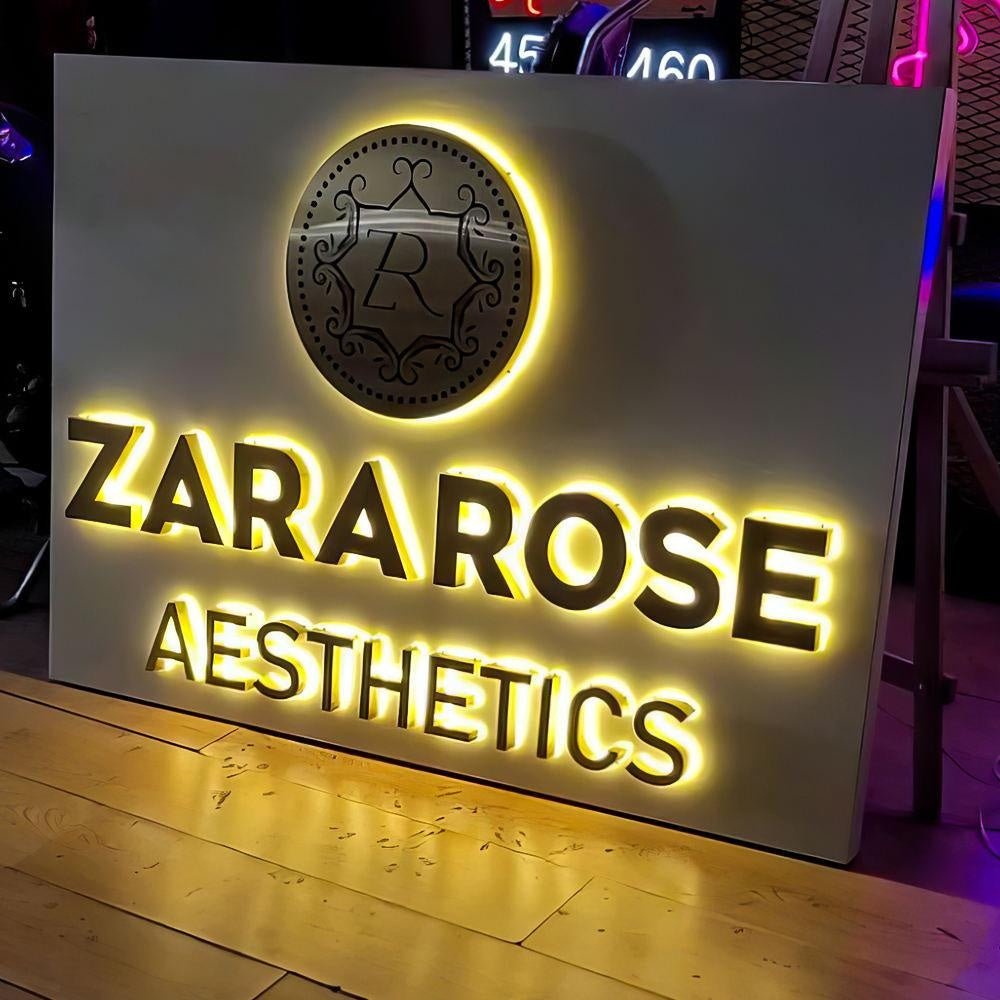 Zara Rose Aesthetics 3D Backlit Letters Business Metal Led Sign - Shineneon
