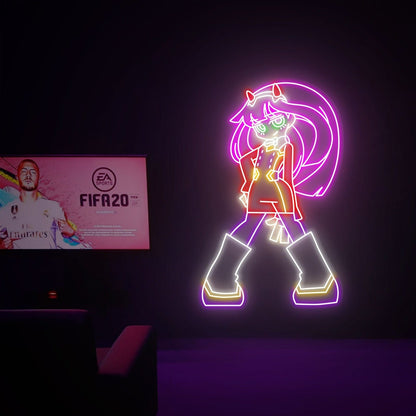 Zero Two Anime Led Neon Sign Cute Kawaii Girls Wall Decor - Shineneon