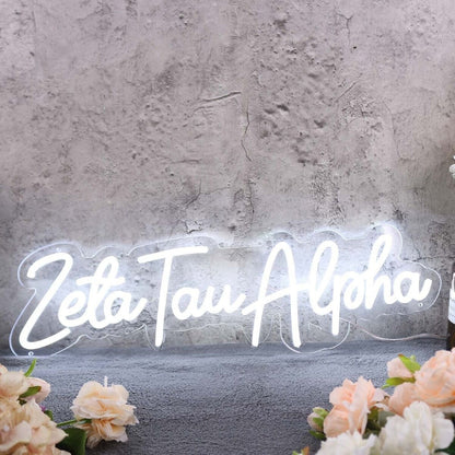 Zeta Tau Alpha White Led Neon Sign Fsorority And College Decor - Shineneon