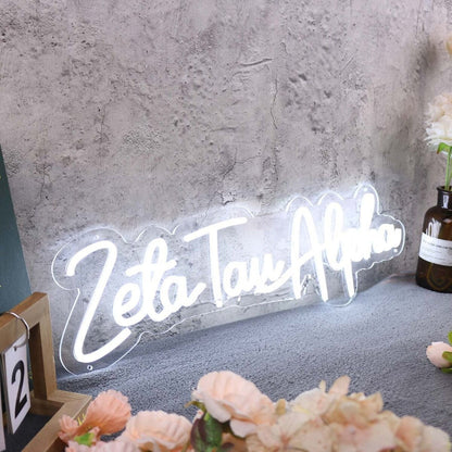 Zeta Tau Alpha White Led Neon Sign Fsorority And College Decor - Shineneon
