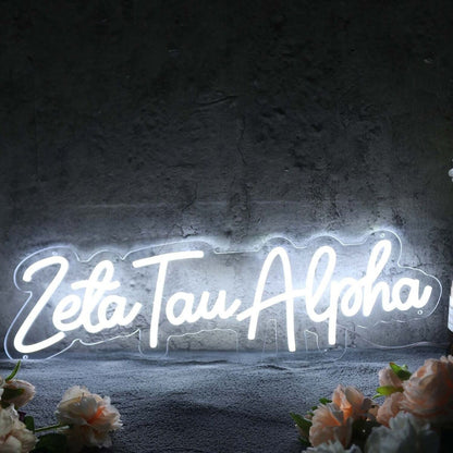 Zeta Tau Alpha White Led Neon Sign Fsorority And College Decor - Shineneon