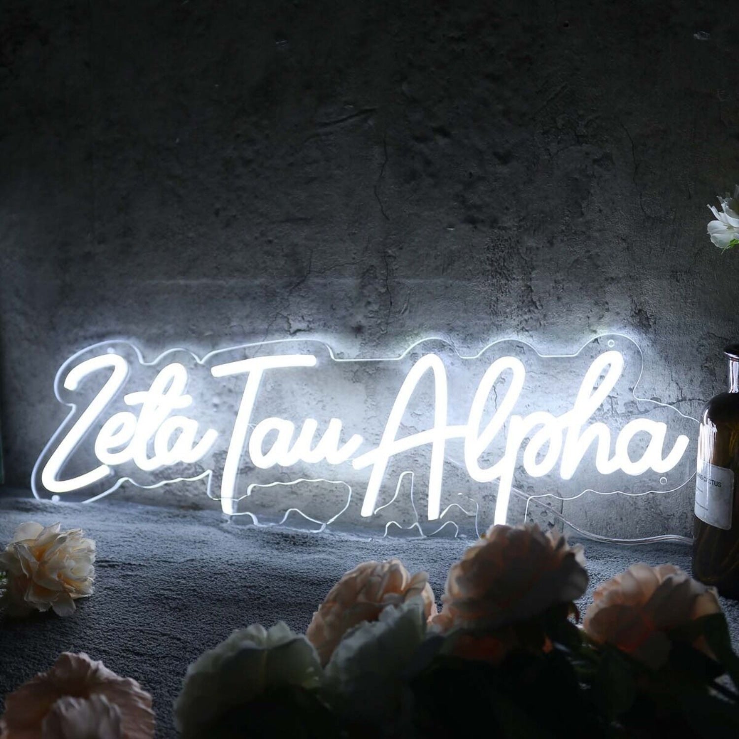 Zeta Tau Alpha White Led Neon Sign Fsorority And College Decor - Shineneon