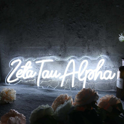 Zeta Tau Alpha White Led Neon Sign Fsorority And College Decor - Shineneon