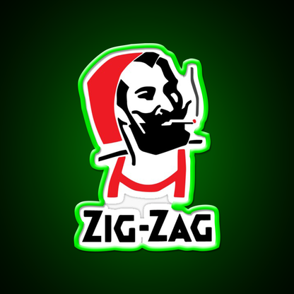 Zig Zag Rolling Papers Hemp Inspired Green Leaf Led Neon Sign Rgb Color