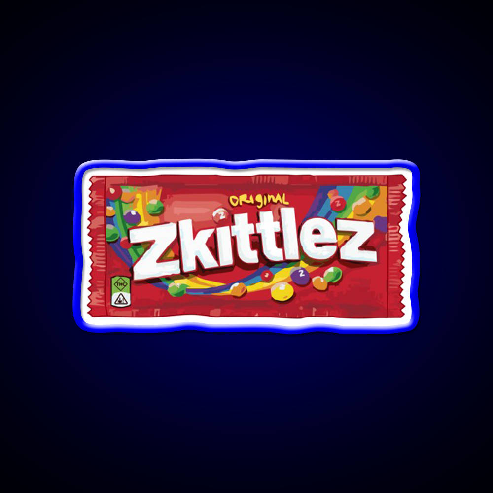 Zkittlez Strain Artwork Hemp Inspired Green Leaf Led Neon Sign Rgb Color