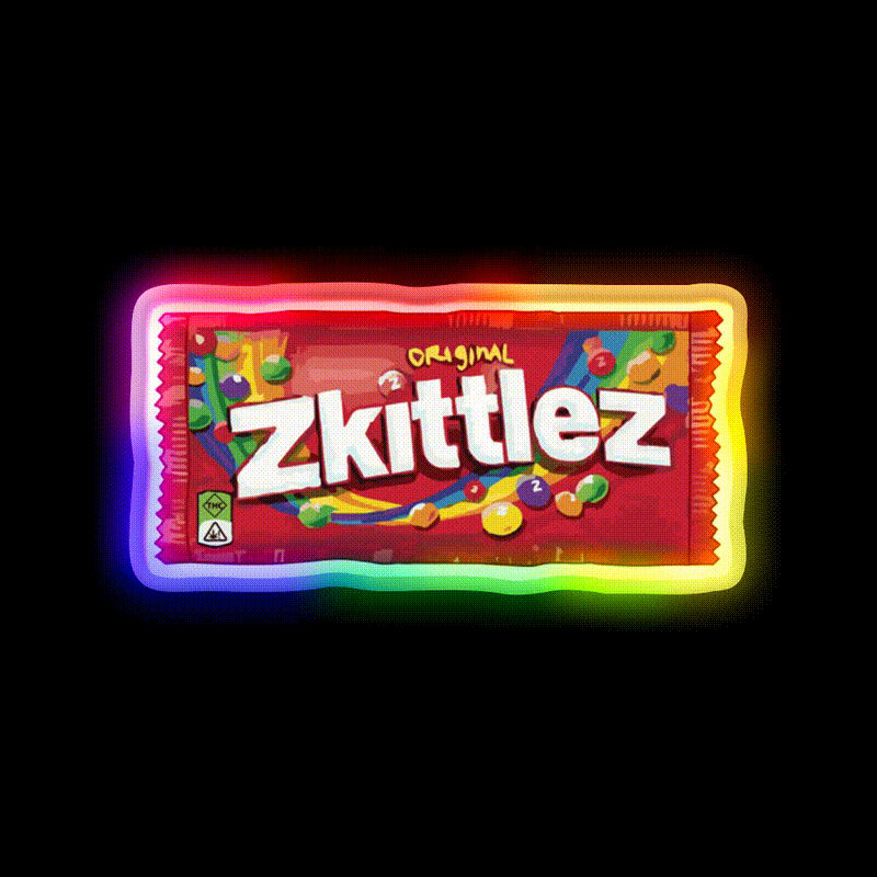 Zkittlez Strain Artwork Hemp Inspired Green Leaf Led Neon Sign Rgb Color