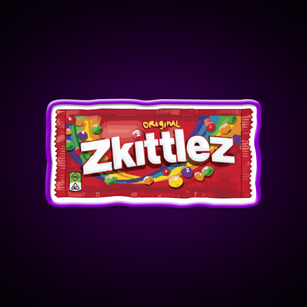 Zkittlez Strain Artwork Hemp Inspired Green Leaf Led Neon Sign Rgb Color - Shineneon