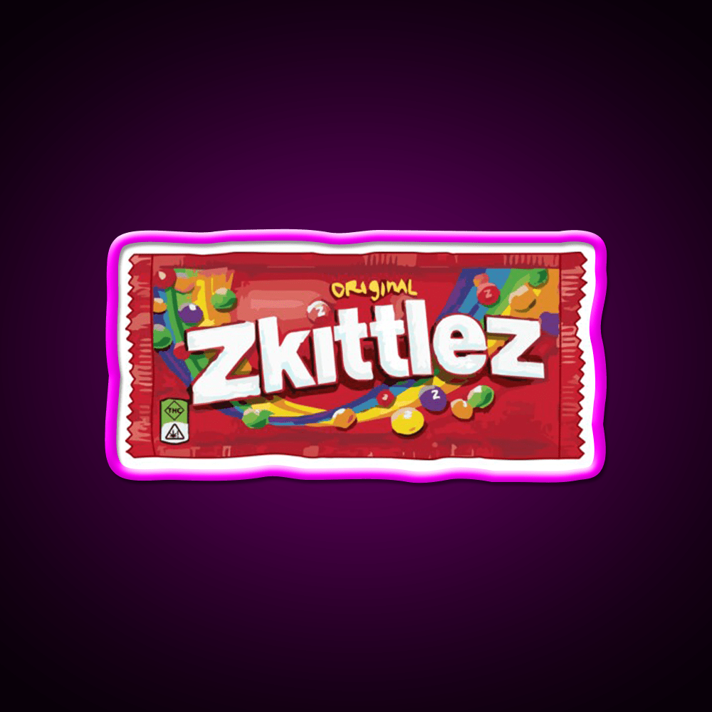 Zkittlez Strain Artwork Hemp Inspired Green Leaf Led Neon Sign Rgb Color - Shineneon