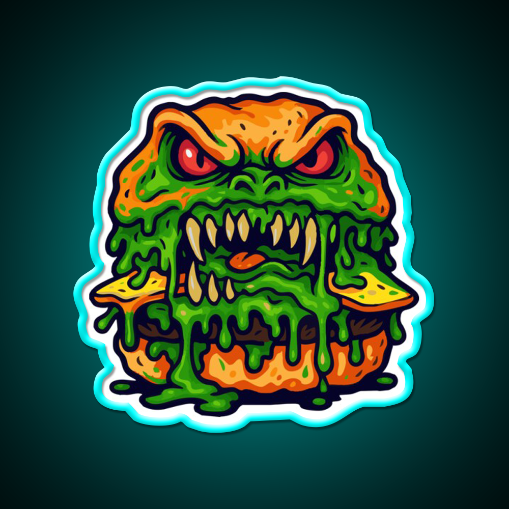 Zombie Burger Fast Food Led Neon Sign For Burger Place Rgb Color