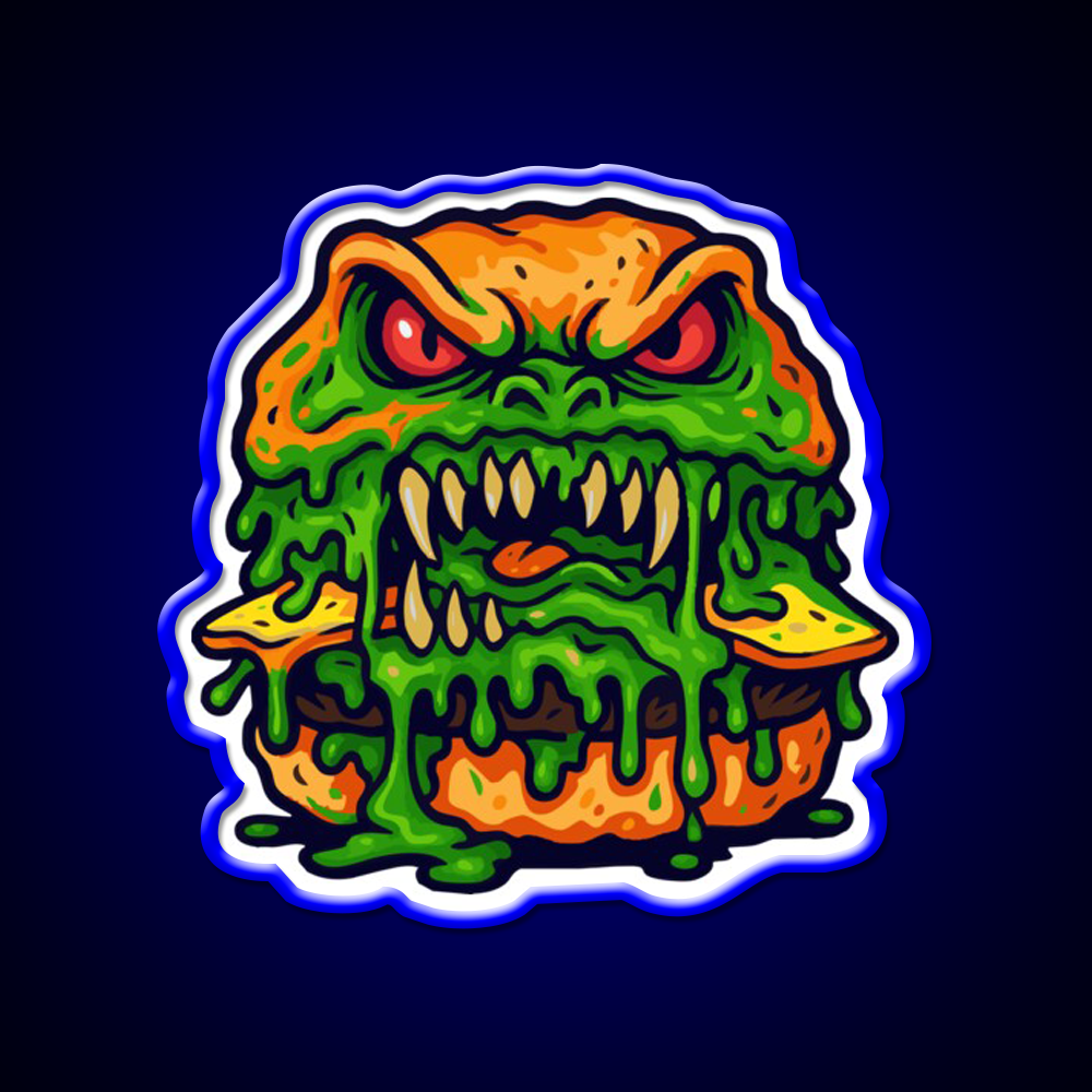 Zombie Burger Fast Food Led Neon Sign For Burger Place Rgb Color