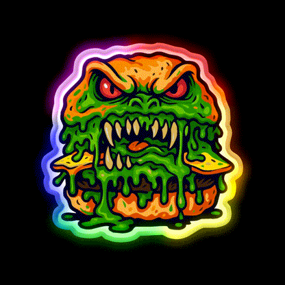 Zombie Burger Fast Food Led Neon Sign For Burger Place Rgb Color