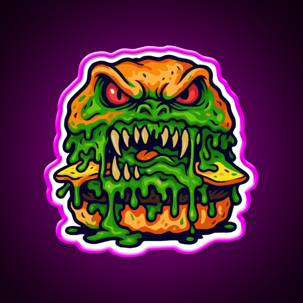 Zombie Burger Fast Food Led Neon Sign For Burger Place Rgb Color