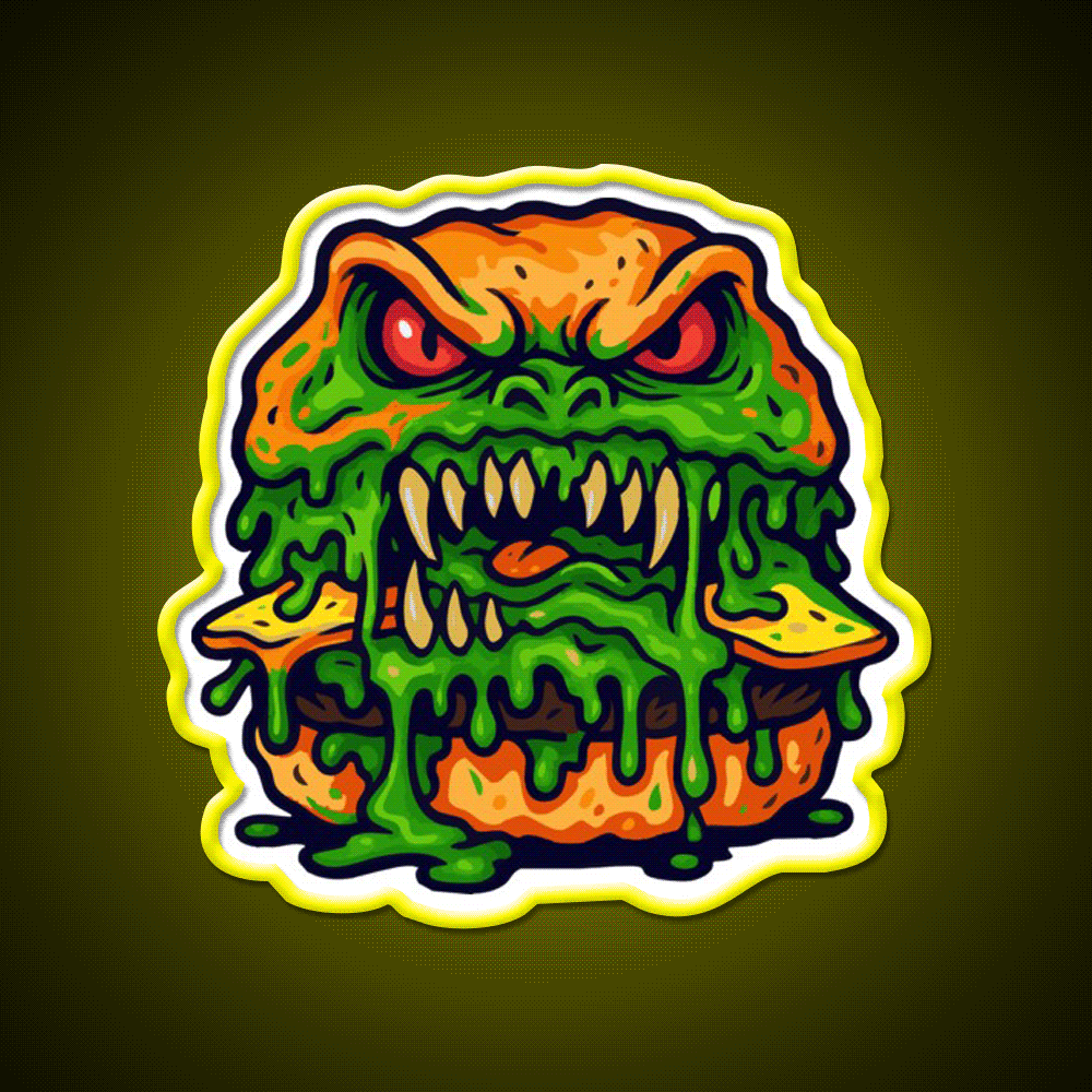 Zombie Burger Fast Food Led Neon Sign For Burger Place Rgb Color