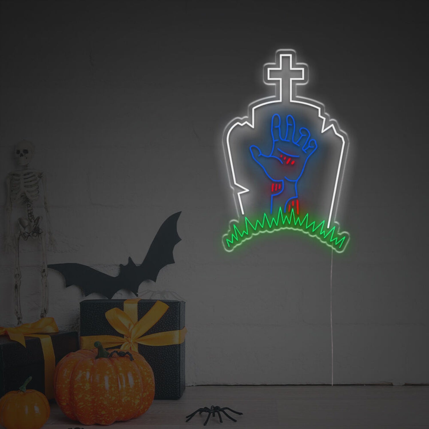 Zombie Coming Out From Tombstone Led Neon Sign | Shineneon