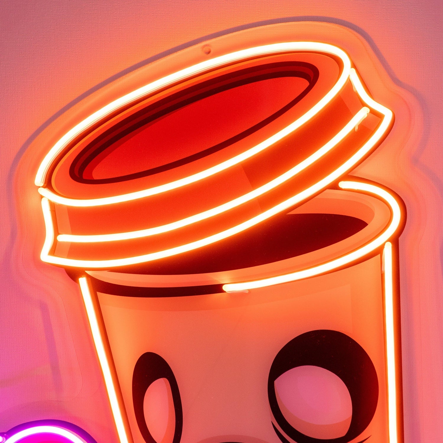 Zombie Cup Cartoon Uv Printed Led Neon Sign With Orange Pink Purple For Cafe Wall Decor | Shineneon