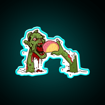 Zombie Eating Taco Brains Mexican Halloween Taco Led Neon Sign Rgb Color - Shineneon