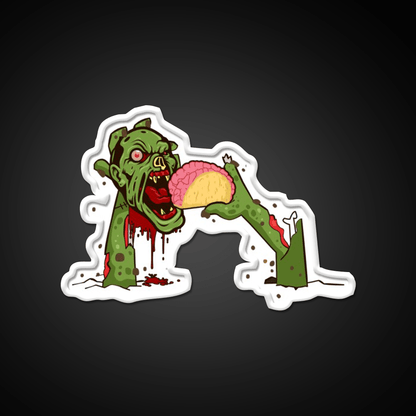 Zombie Eating Taco Brains Mexican Halloween Taco Led Neon Sign Rgb Color - Shineneon