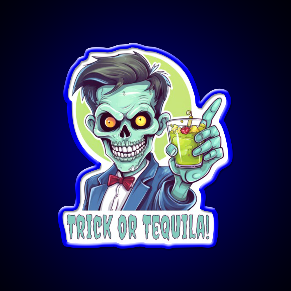 Zombie Trick Or Tequila Party Drink Tequila Led Neon Sign Rgb Color