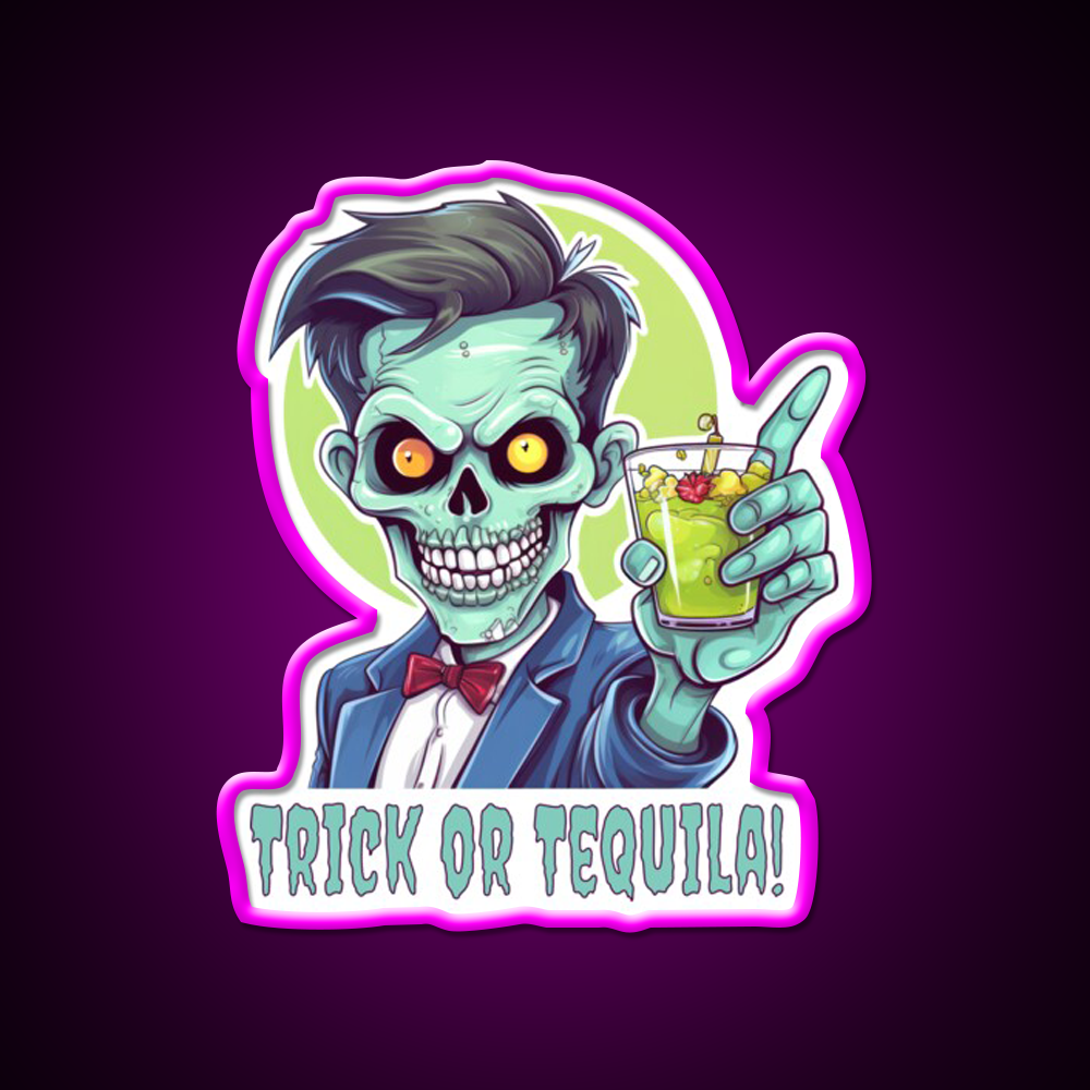 Zombie Trick Or Tequila Party Drink Tequila Led Neon Sign Rgb Color