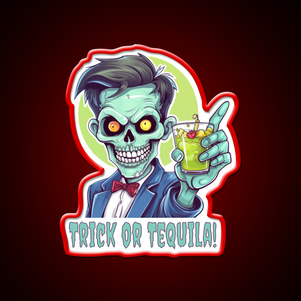 Zombie Trick Or Tequila Party Drink Tequila Led Neon Sign Rgb Color