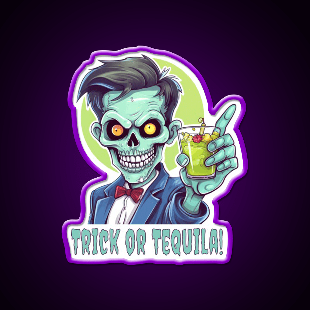 Zombie Trick Or Tequila Party Drink Tequila Led Neon Sign Rgb Color - Shineneon