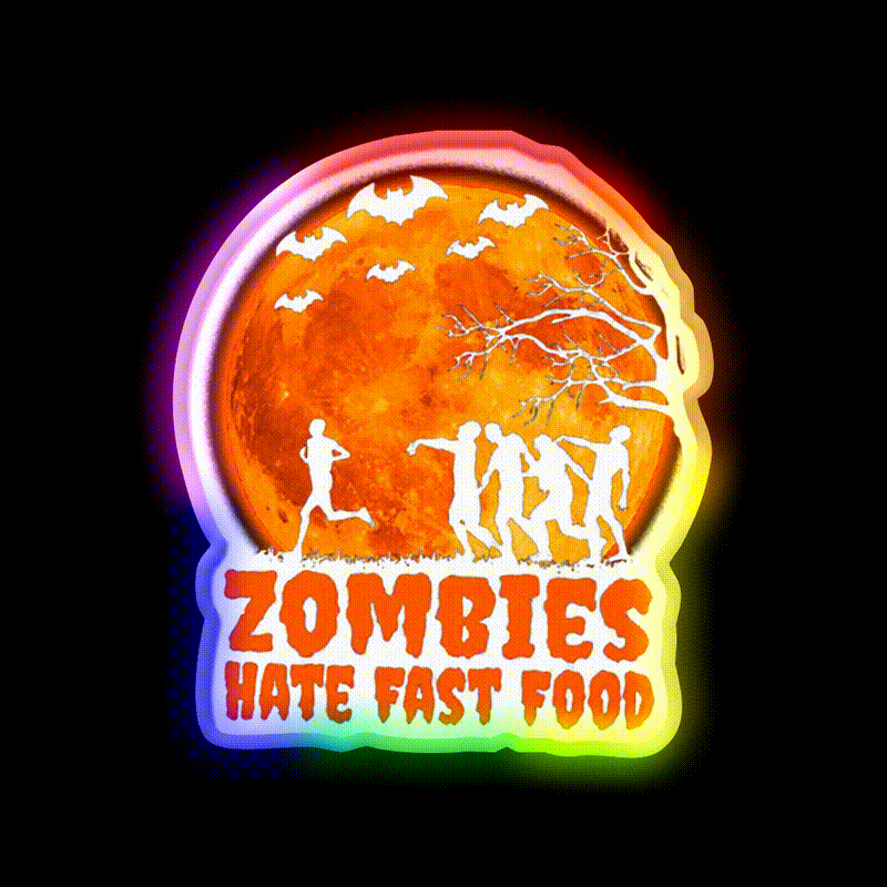 Zombies Hate Fast Food Led Neon Sign For Burger Place Open Food Sign Rgb Color