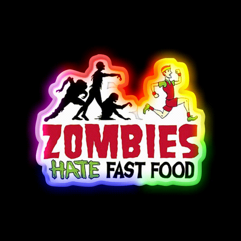 Zombies Hate Fast Food Led Neon Sign For Burger Place Wall Decor Rgb Color