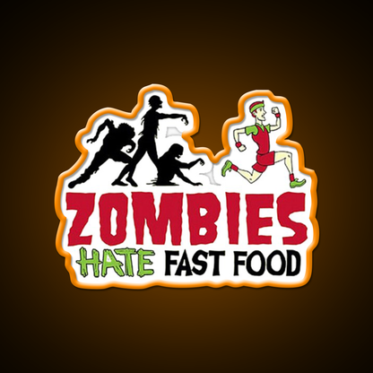 Zombies Hate Fast Food Led Neon Sign For Burger Place Wall Decor Rgb Color
