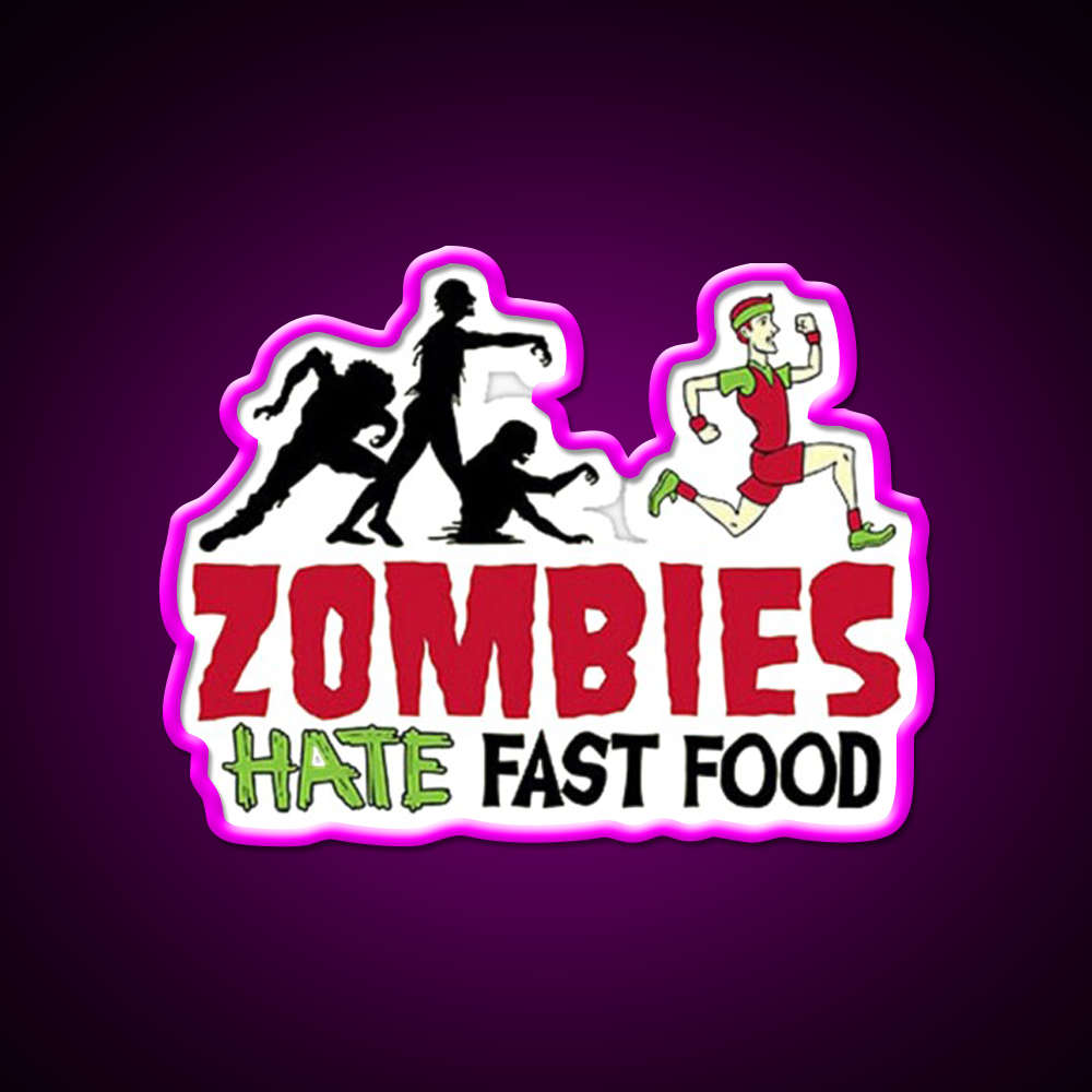 Zombies Hate Fast Food Led Neon Sign For Burger Place Wall Decor Rgb Color