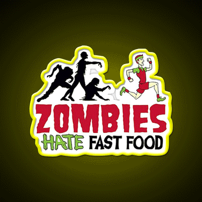 Zombies Hate Fast Food Led Neon Sign For Burger Place Wall Decor Rgb Color