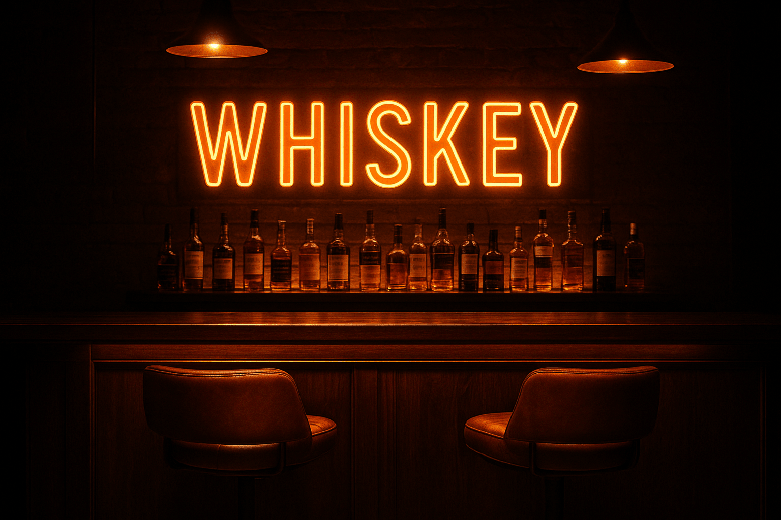 Home bar with LED neon sign