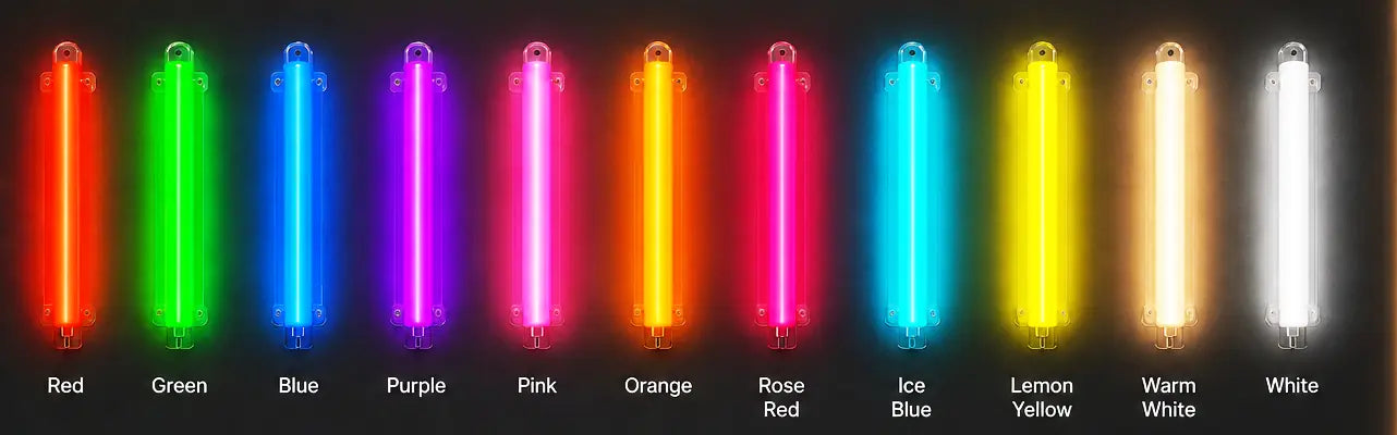 ShineNeon tube colors glowing with the lights switched on